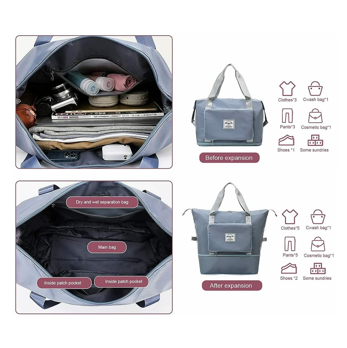 Bolso de Viaje Expandible Impermeable